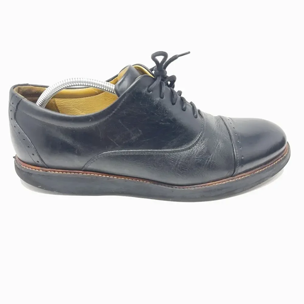 Samuel Hubbard Mens Market Cap Toe Black Leather Oxford Dress Shoes 11 US 45 EUR